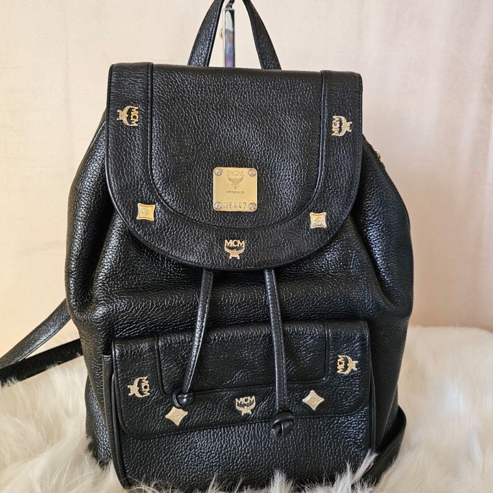 MCM Black Leather Backpack